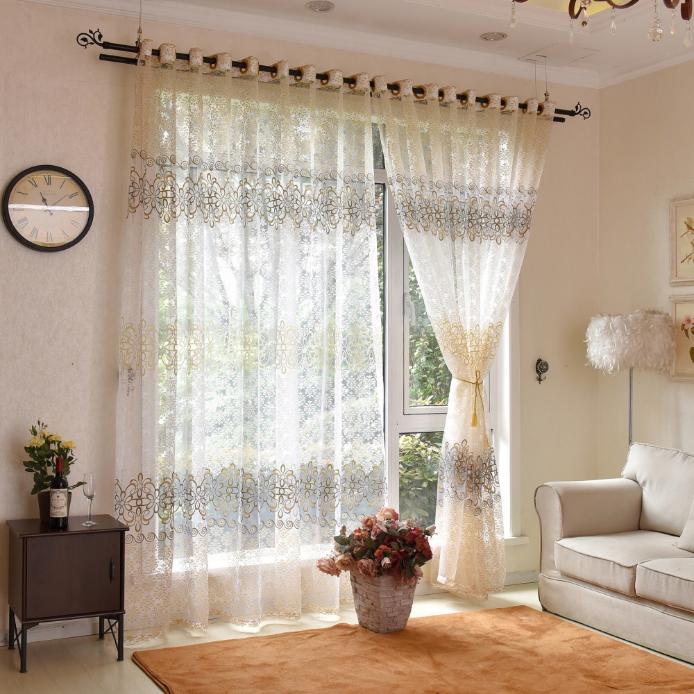 Curtains Drapes For Living Room Bedroom Romantic Floral Sheer