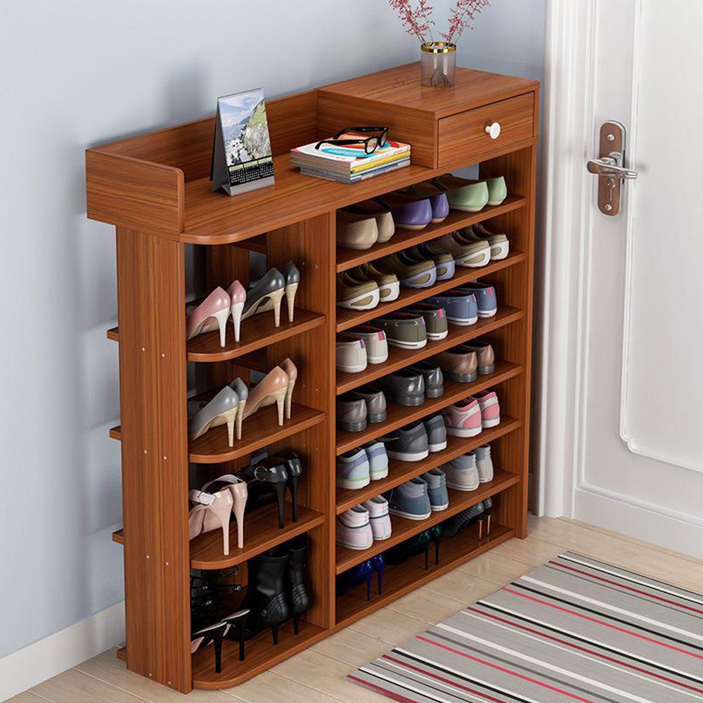 L123S Large 7 Tier Shoe Storage Cabinet Wooden Boots Stand Racks ...